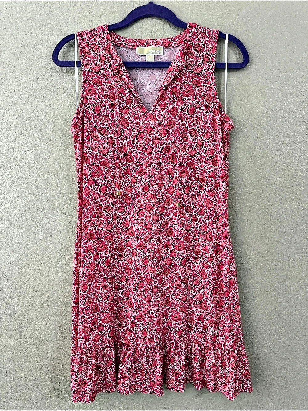 Michael Kors Floral Mini Dress in Pink & Red Size Small Like New